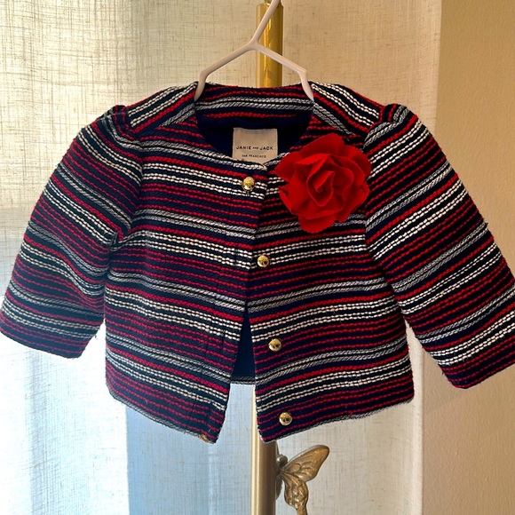 Janie and Jack Girls tweed 2T Jacket Red White - Picture 1 of 5